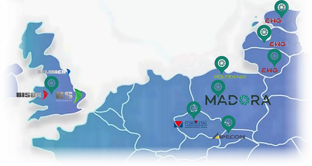 Mapa przedstawicieli firmy Madora